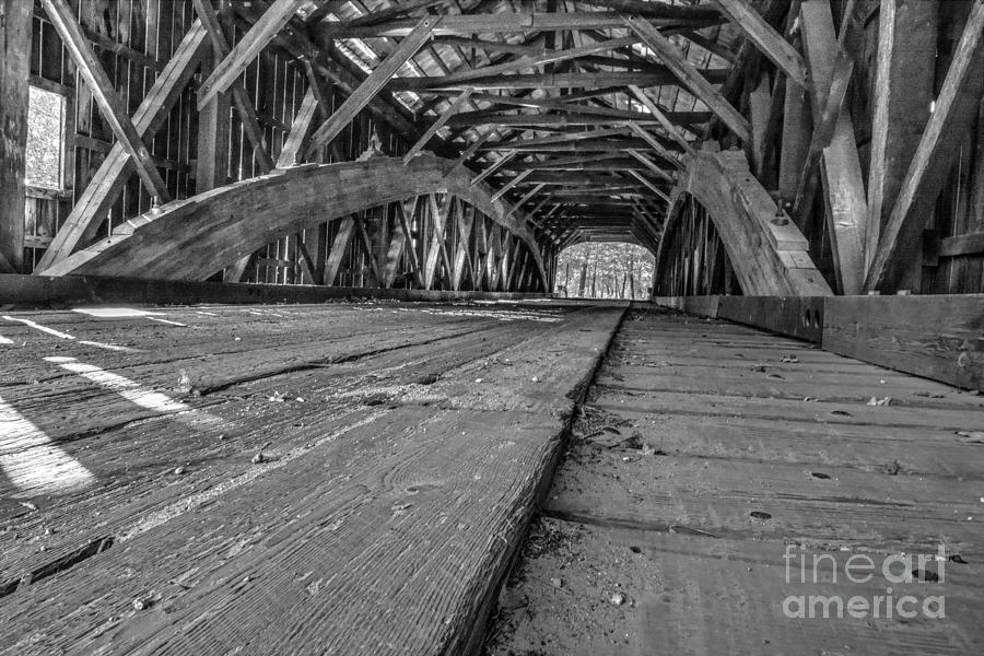 Hemlock Covered Bridge Done in Monochrome Photograph by Steve Brown