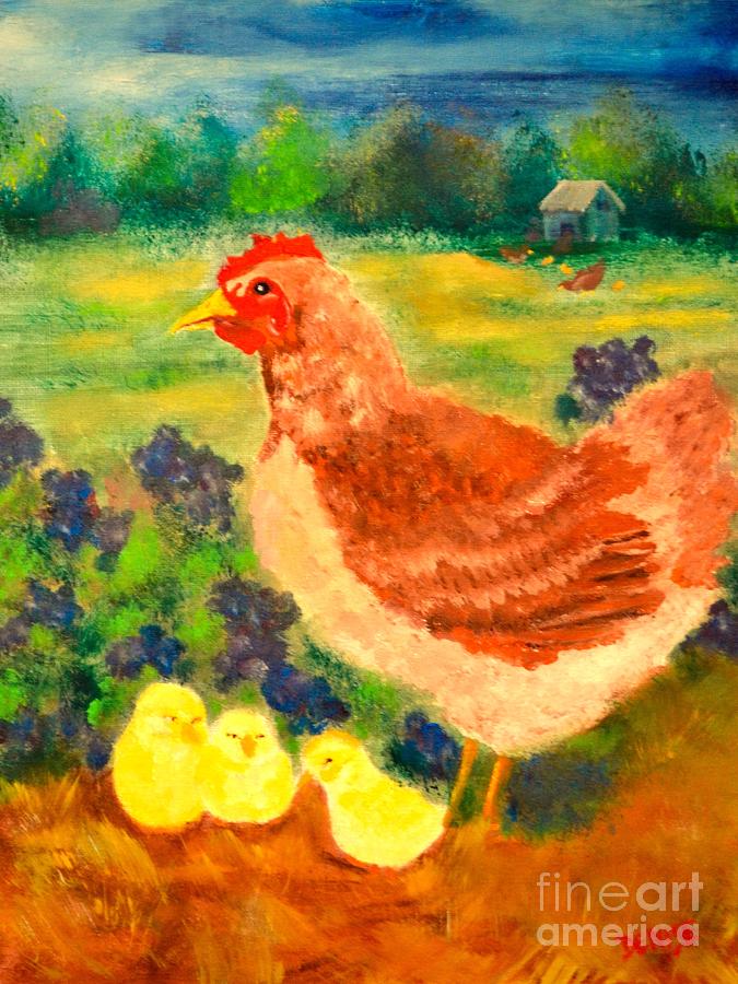 Hen and Chick Painting by Denise Tomasura