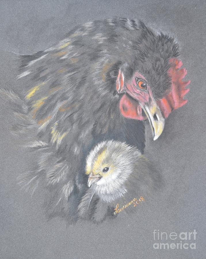 Hen and Chick Drawing by Laurianna Taylor