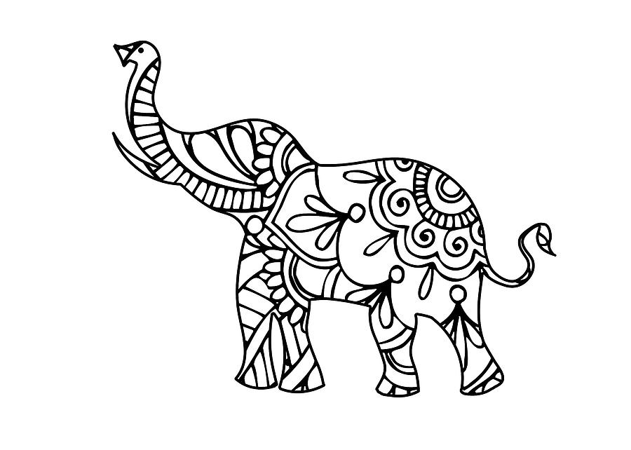 Henna Elephant 2 Digital Art by Ricky Barnard