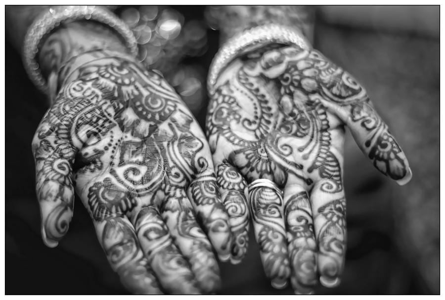 Henna Hands Black And White Photograph by Jean Francois Gil
