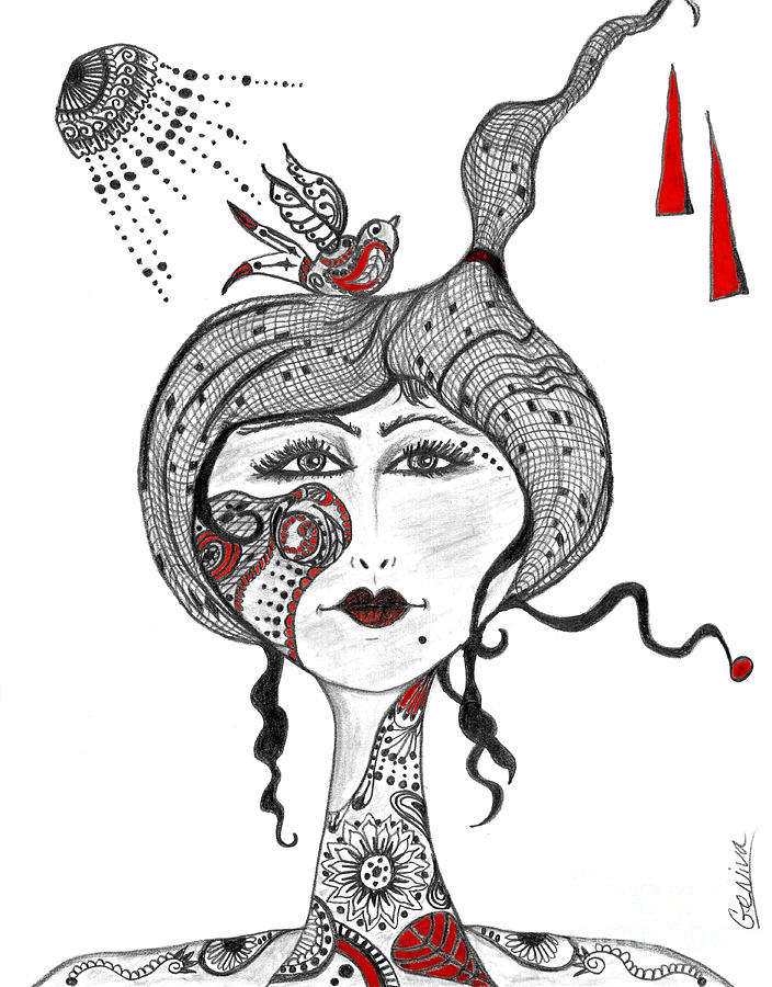 Henna Lady Bird Drawing by Geniva Free - Fine Art America