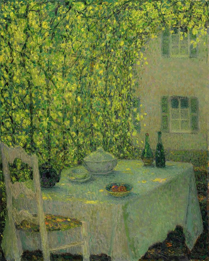 Henri le Sidaner 1862 - 1939 THE VILLAGE TABLE GERBEROY Painting by ...