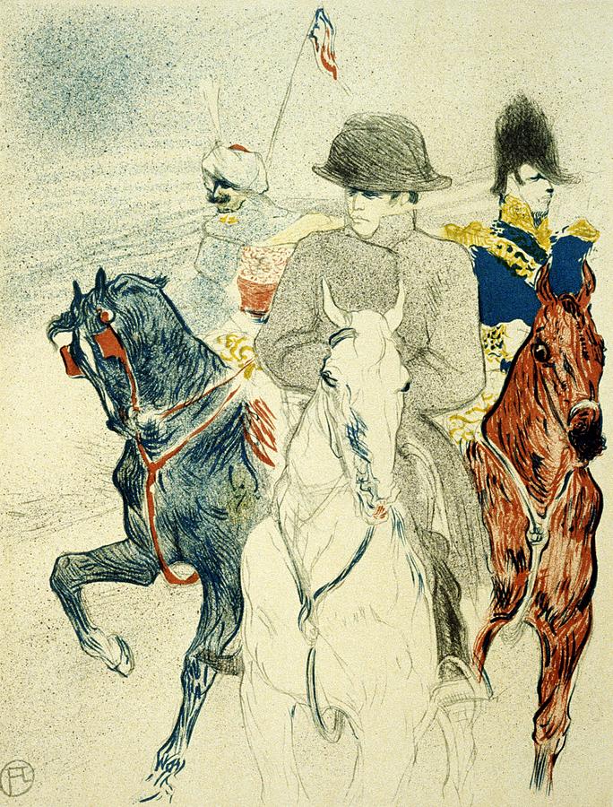 Horse Mixed Media - Henri Toulouse Lautrec - Three Horsemen - Vintage Poster by Studio Grafiikka