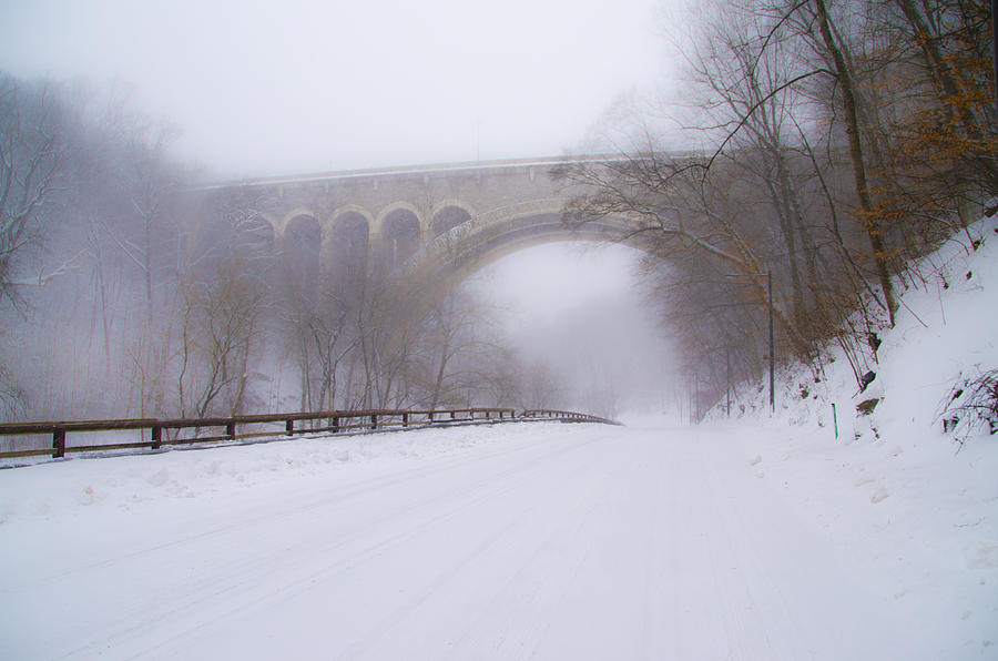 Henry Avenue Bridge and Lincoln Drive in the Snow Photograph by Bill Cannon