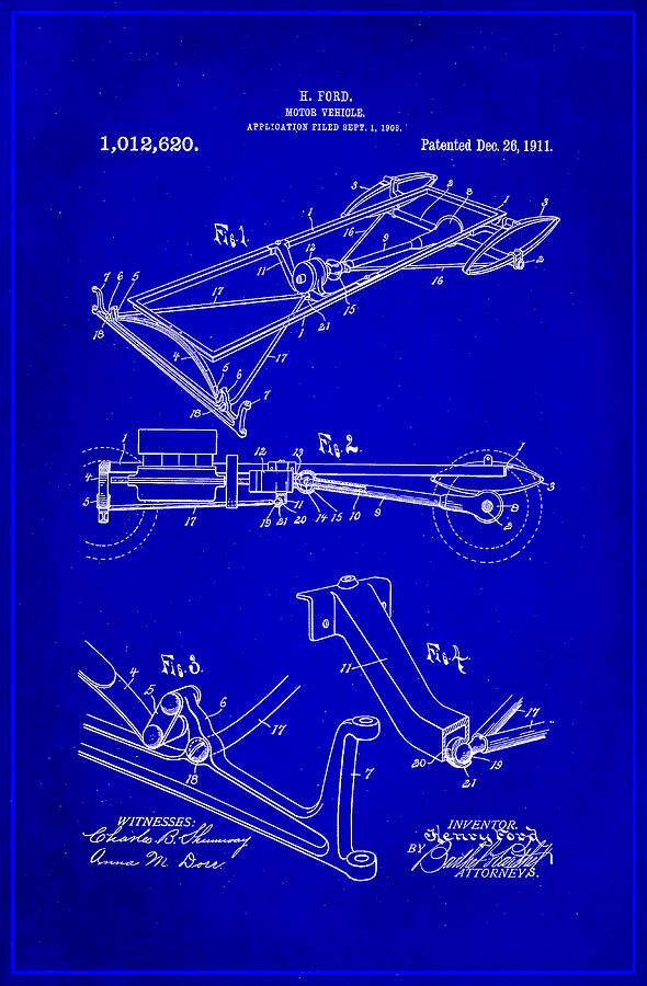 Henry Ford Motor Vehicle Patent Drawing 1a Mixed Media by Brian Reaves
