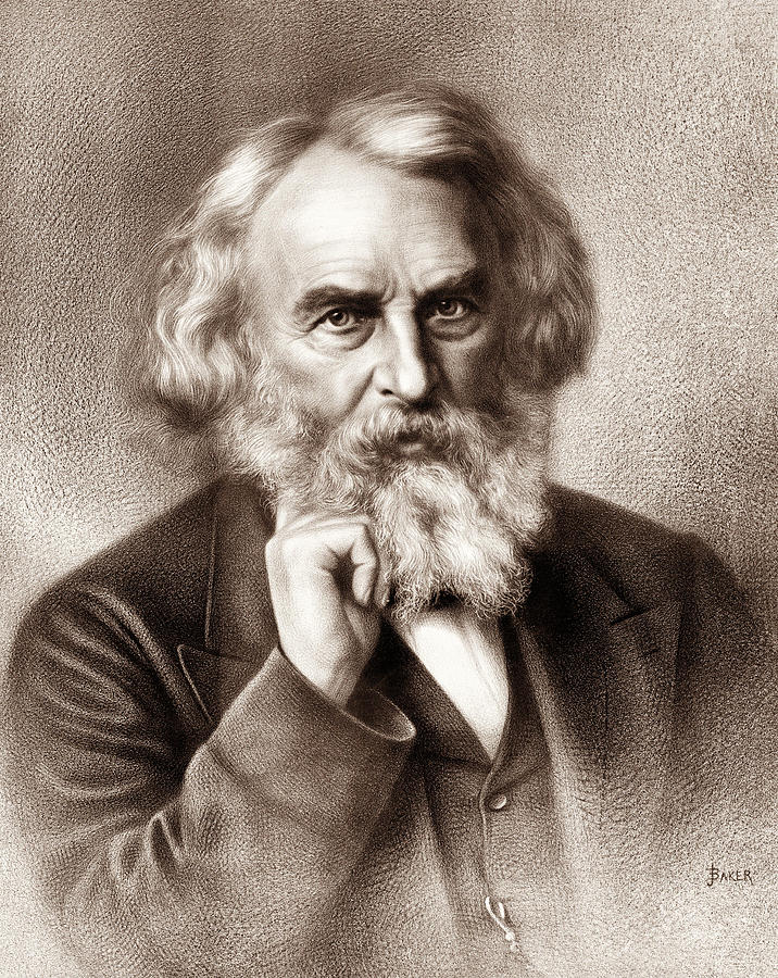 Henry Wadsworth Longfellow - American Poet Drawing by War Is Hell Store