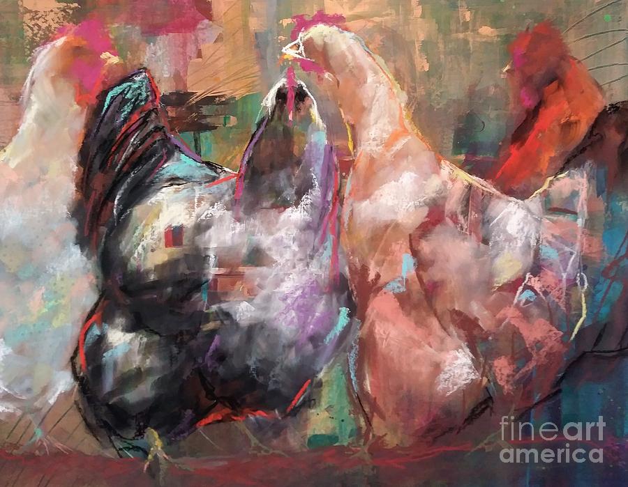 Hens Painting by Frances Marino