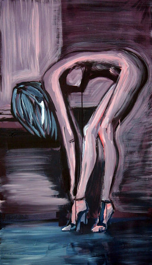 Her Blue Shoes Painting by Jarmo Korhonen aka Jarko