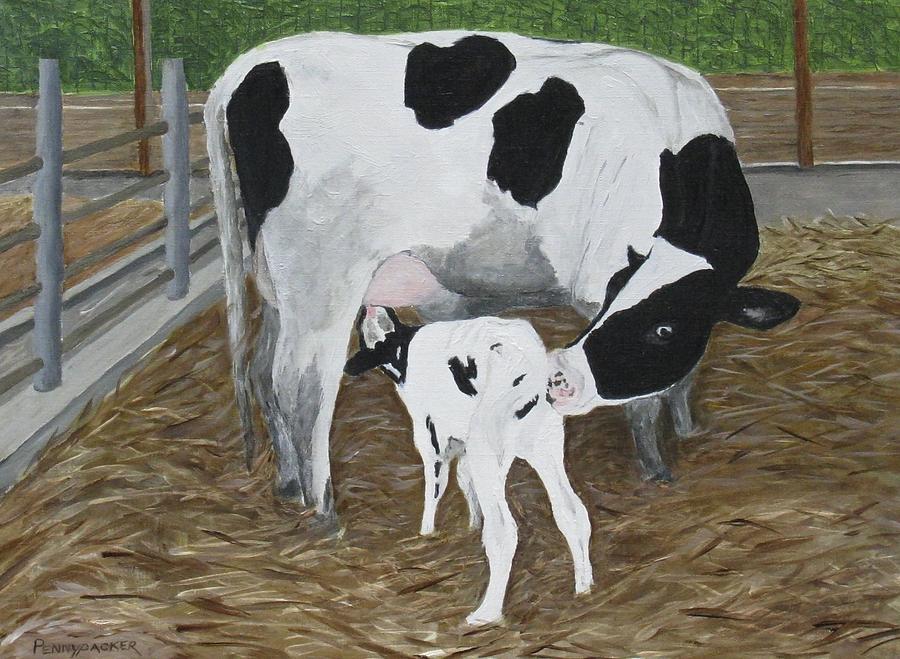 Her First Calf Painting by Barb Pennypacker