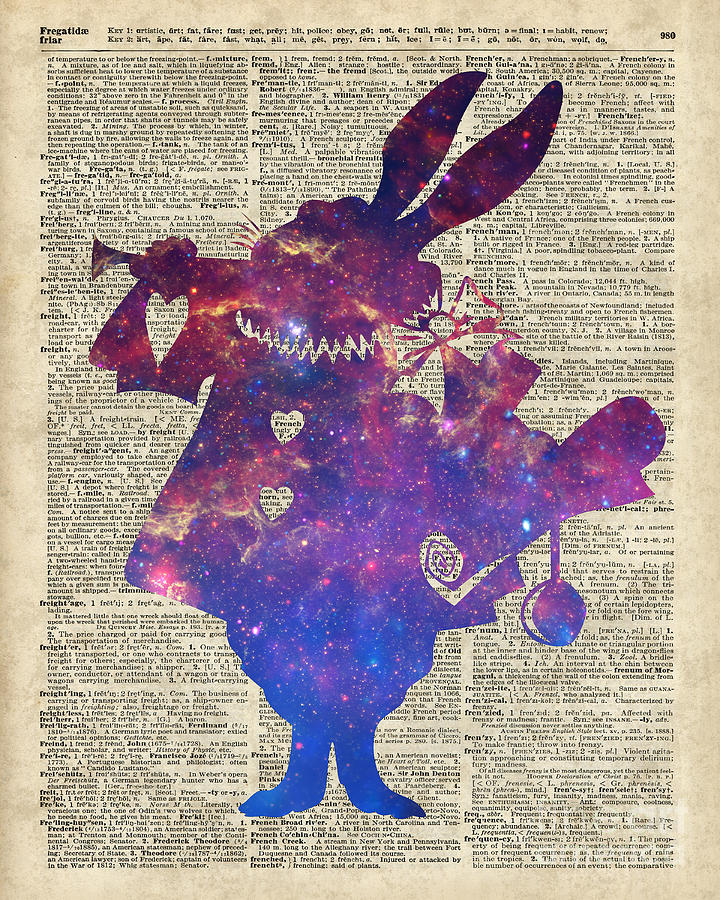 Space Digital Art - Herald Purple Rabbit by Anna W