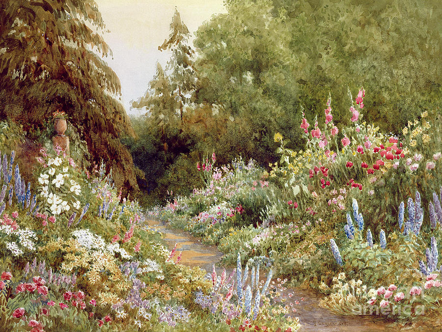 Herbaceous Border  Painting by Evelyn L Engleheart