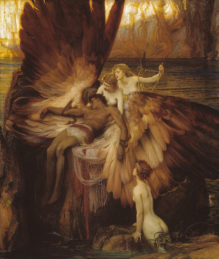 Mermaid Painting - Herbert Draper by The Lament For Icarus