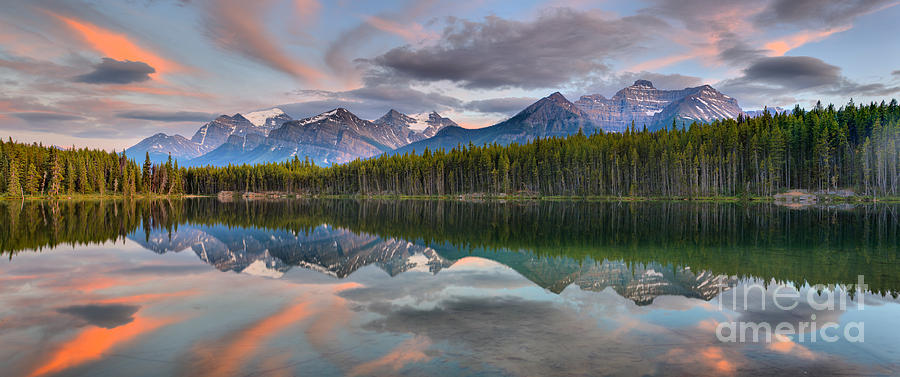 Herbert Lake Sunset Panorama Photograph by Adam Jewell