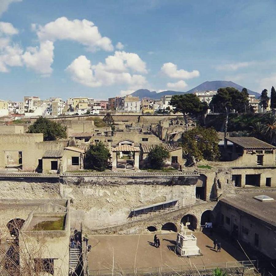 Holiday Photograph - Herculaneum Ruins and Vesuvius by Eva Dobrikova