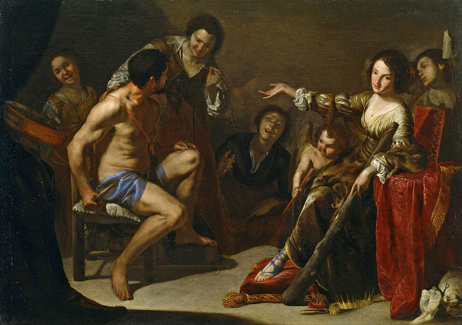 Hercules and Omphale Painting by Bernardo Cavallino