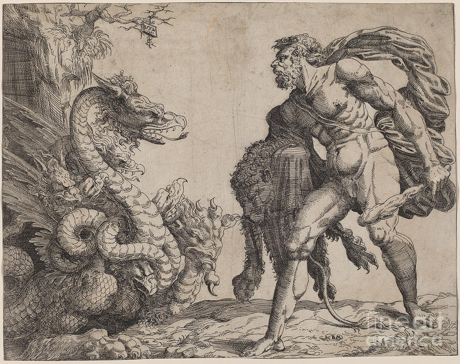 Hercules And The Hydra Drawing by Battista Angolo Del Moro - Pixels