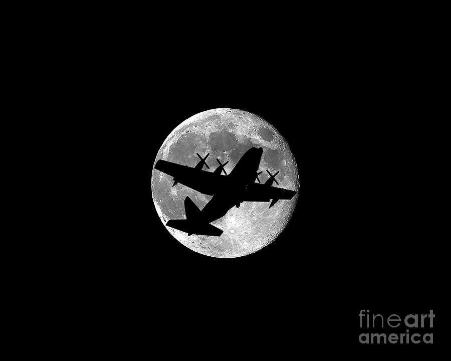 Airplane Photograph - Hercules Moon .png by Al Powell Photography USA
