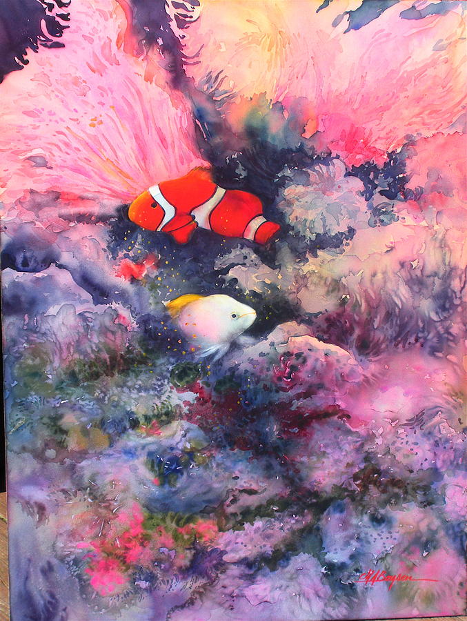 Clown Fish Painting - Here Comes Nemo by Maryann Boysen