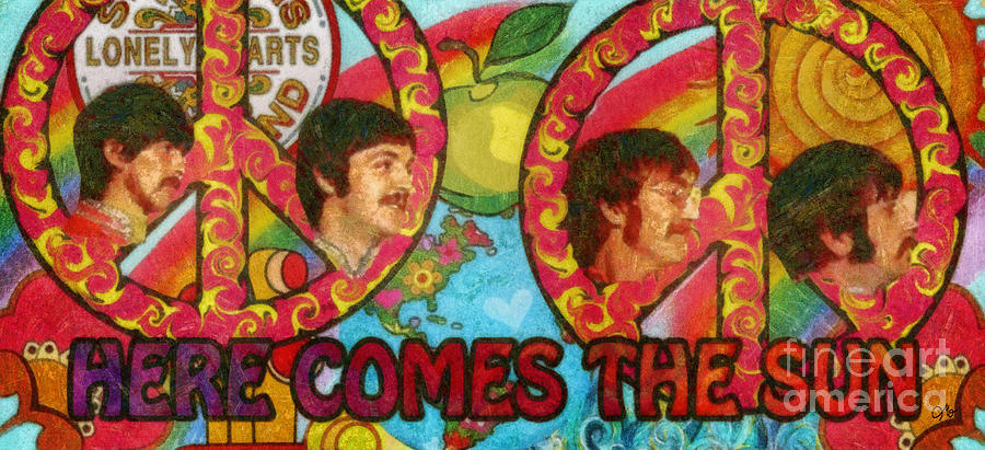 The Beatles Mixed Media - Here Comes the Sun by Mo T