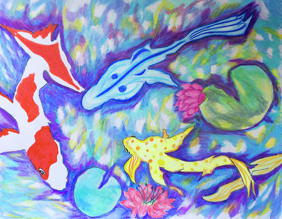 Here Fishy Fishy 2 Painting by Cathy Anderson