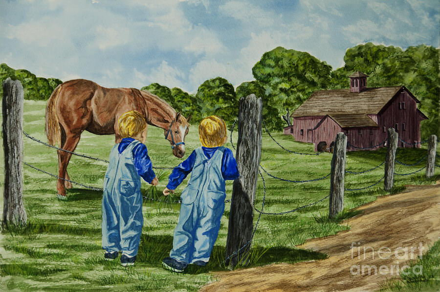 Here Horsey Horsey Painting by Charlotte Blanchard