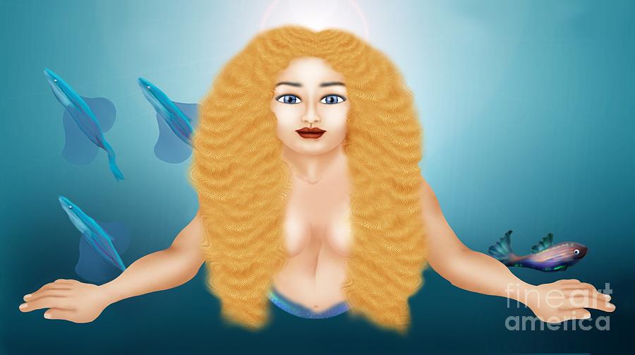 Mermaid Digital Art - Here I Am by Pauline Moore