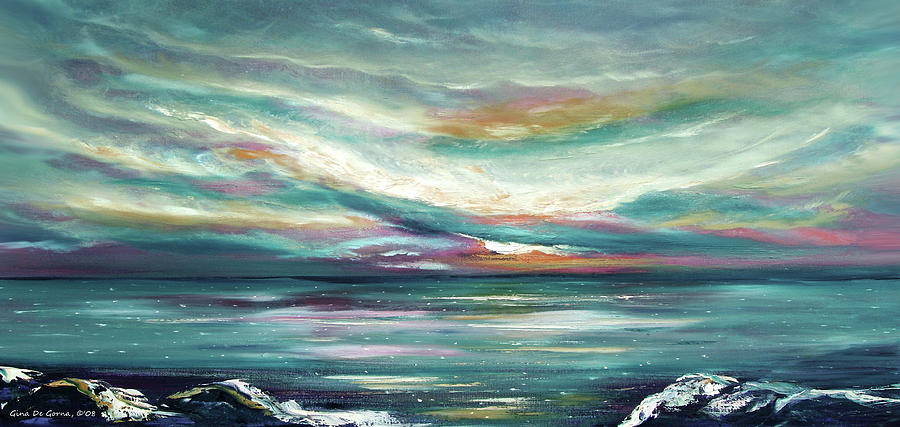 Here I Stand - Panoramic Sunset Painting by Gina De Gorna