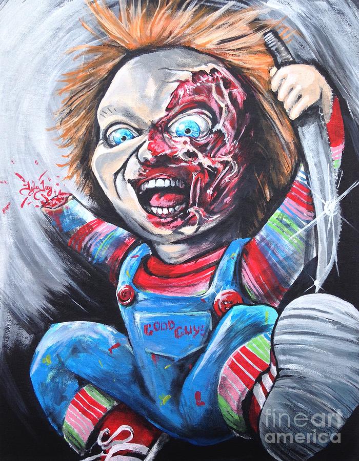 Here is Chucky Painting by Tyler Haddox