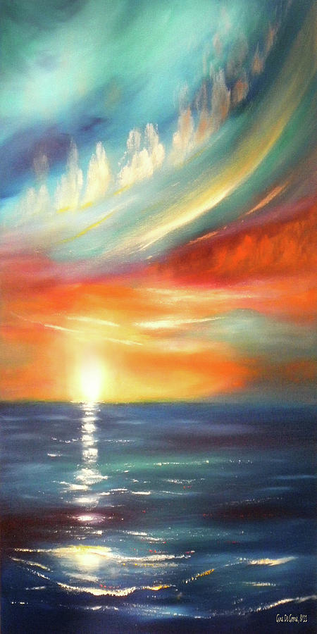 Here It Goes - Colorful Sunset Painting by Gina De Gorna