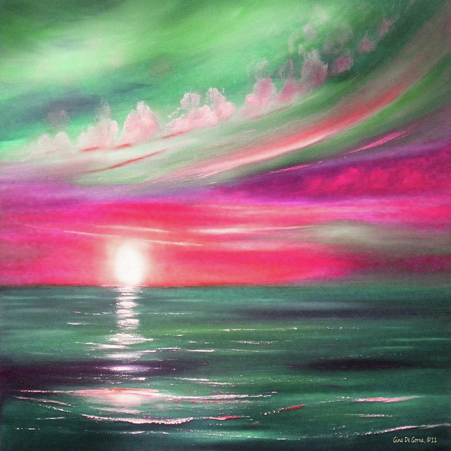 Here It Goes - Square Sunset Painting Painting by Gina De Gorna