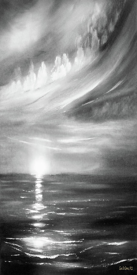 Here It Goes -Vertical Sunset in Black and White Painting by Gina De Gorna