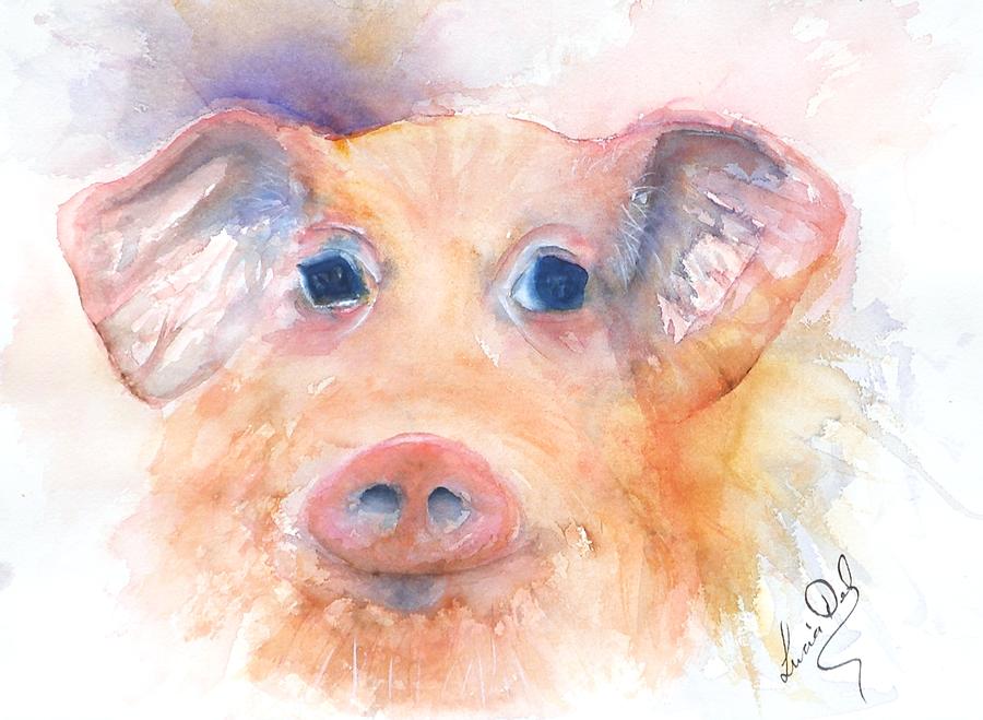 Nature Painting - Here Piggy by Lucia Del