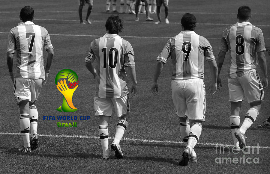 Here We Come Lionel Messi Fifa 2014 Black and White Photograph by Lee Dos Santos