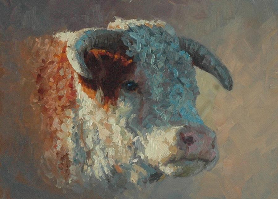 Cow Painting - Hereford Bull by Jim Clements