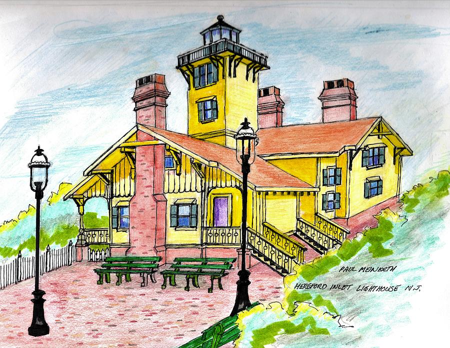 Hereford Lighthouse NJ Drawing by Paul Meinerth