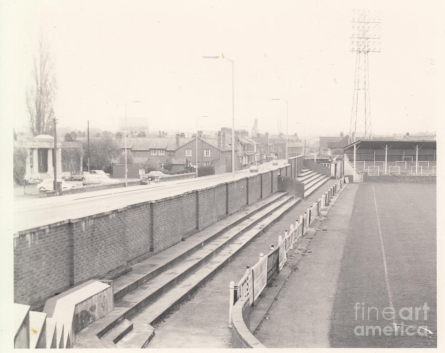 Hereford United - Edgar Street - Weston Side 1 - BW - 1969 Photograph by Legendary Football Grounds