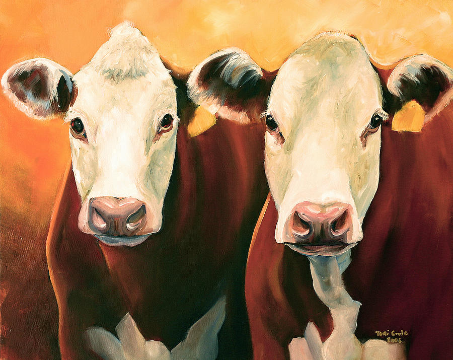 Landscape Painting - Herefords by Toni Grote