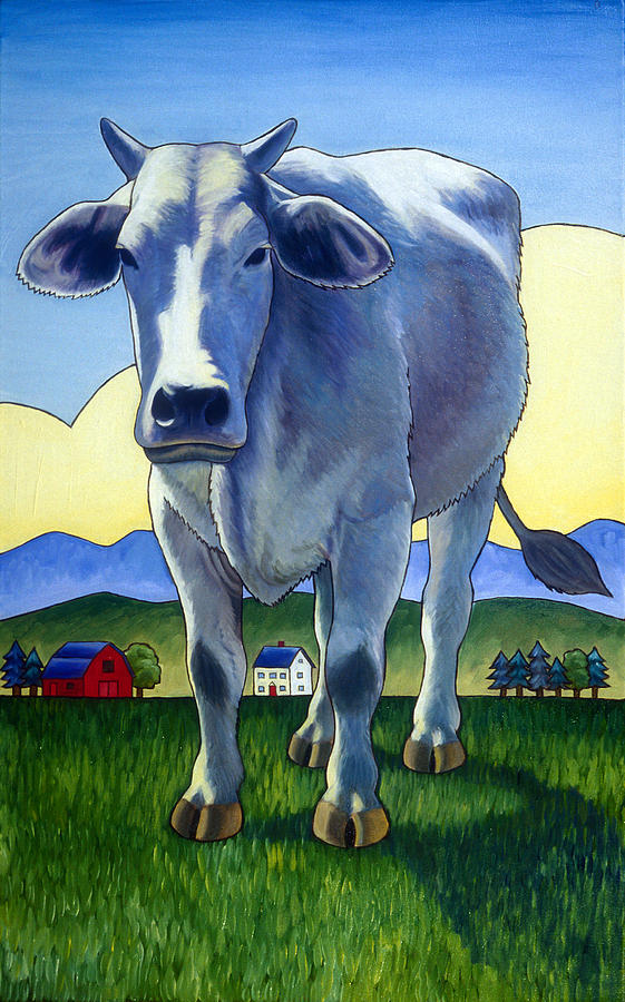 Cow Painting - Heres Looking at You by Stacey Neumiller