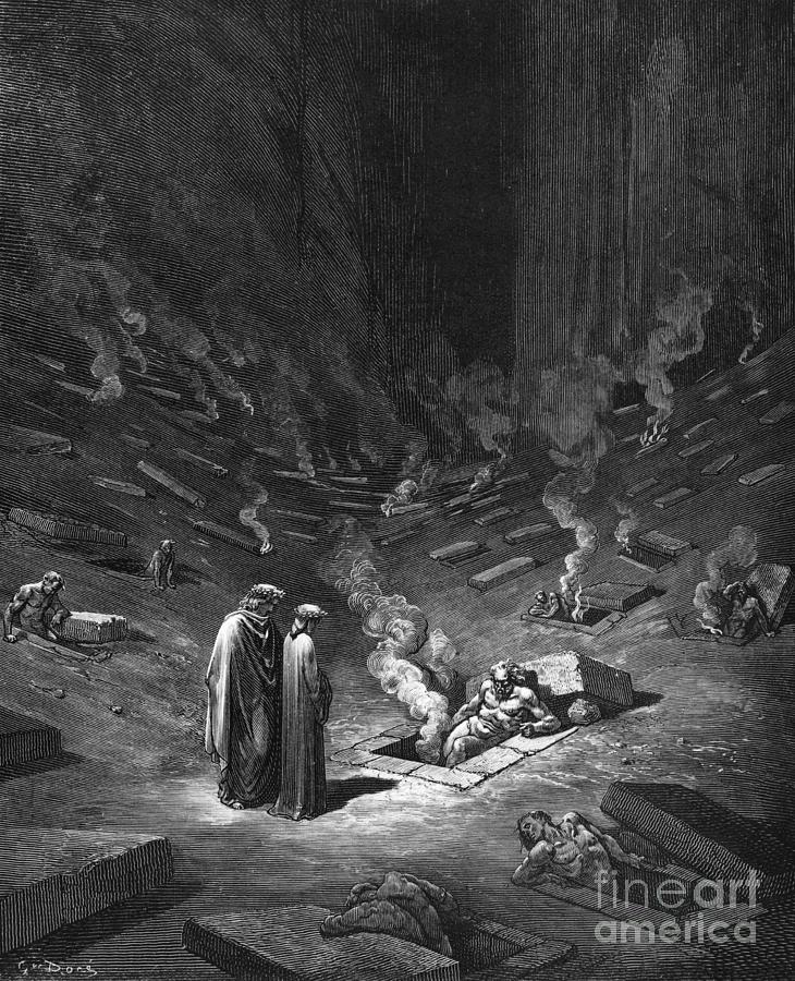 Heresiarchs, illustration from The Divine Comedy Drawing by Gustave Dore