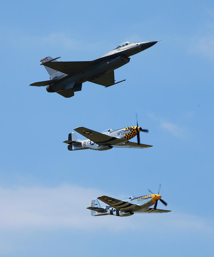 Heritage Flight, P-51 Mustang and F-16 Fighting Falcon Photograph by ...