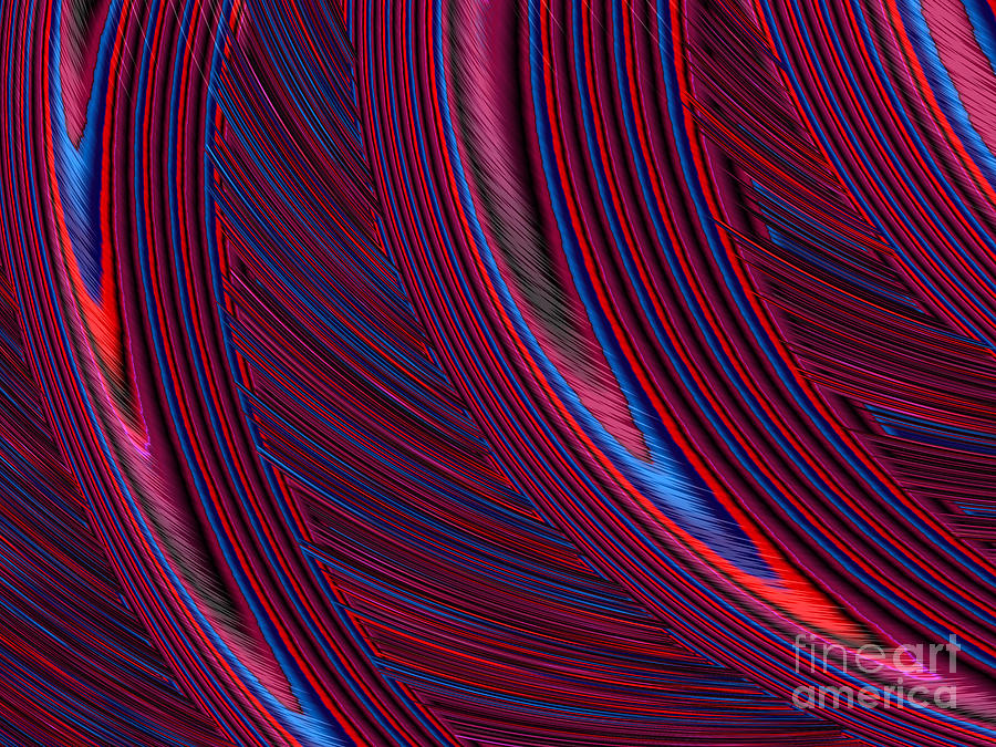 Abstract Digital Art - Herl in Red and Blue by John Edwards
