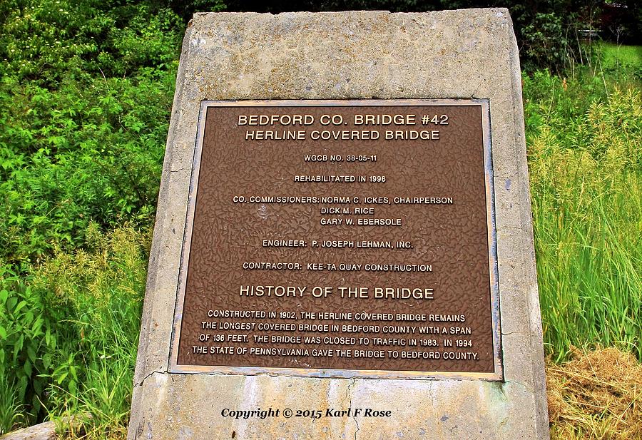 Herline covered bridge sign Photograph by Karl Rose