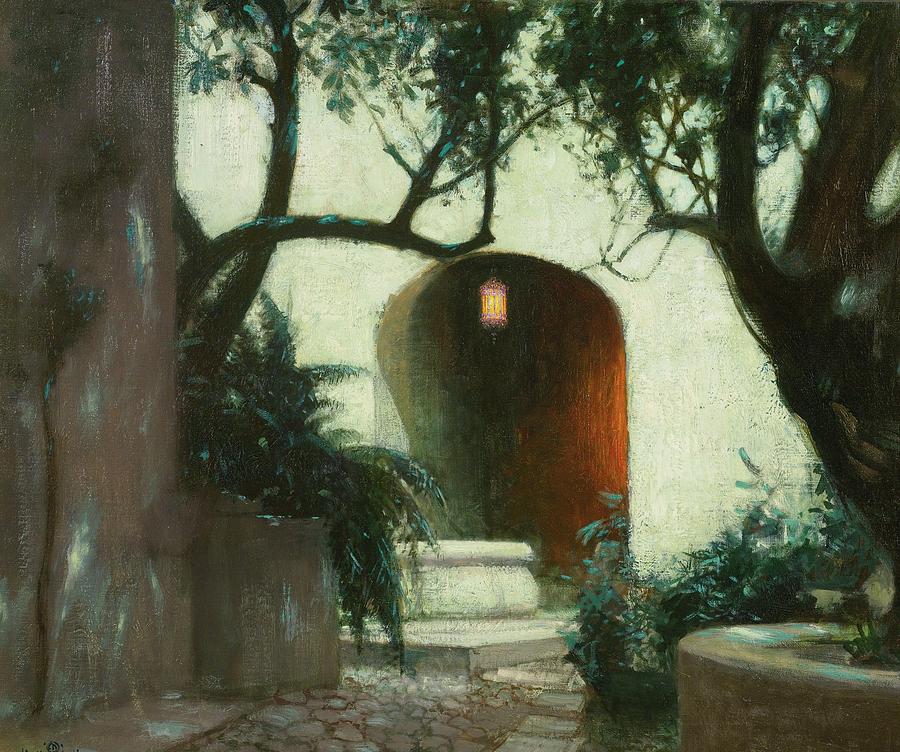Bridge Painting - Hermann Dudley Murphy 1867 - 1945 TWILIGHT IN THE COURTYARD by Artistic Rifki