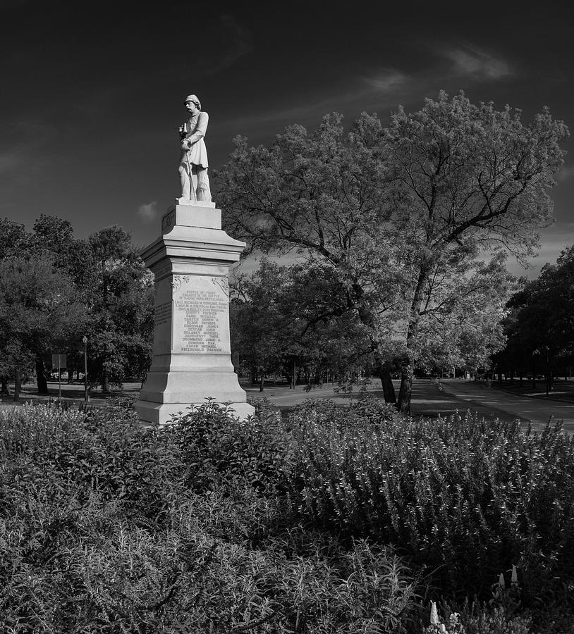 Hermann Park Confederate Monument Black and White Photograph by Joshua House