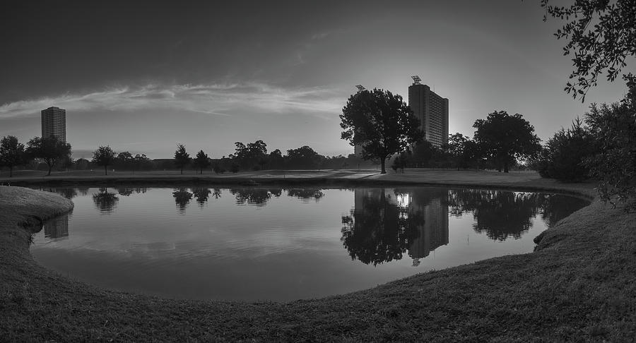 Houston Photograph - Hermann Park Sunrise Black and White by Joshua House