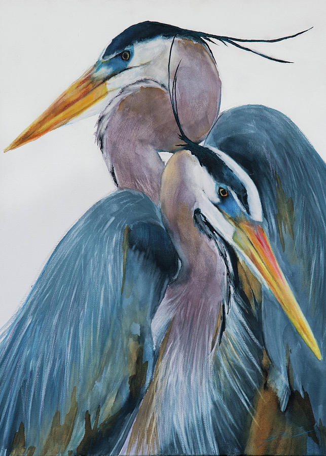 Heron Couple 2 Painting by Jani Freimann