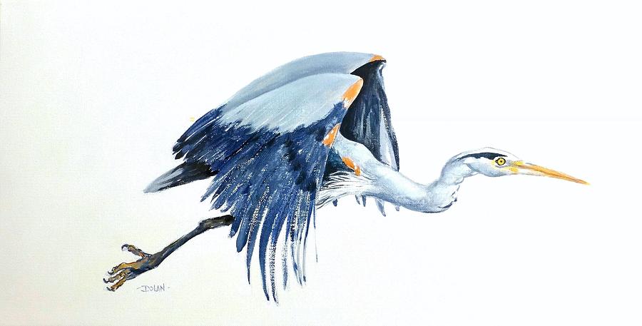 Heron in Flight Painting by Pat Dolan