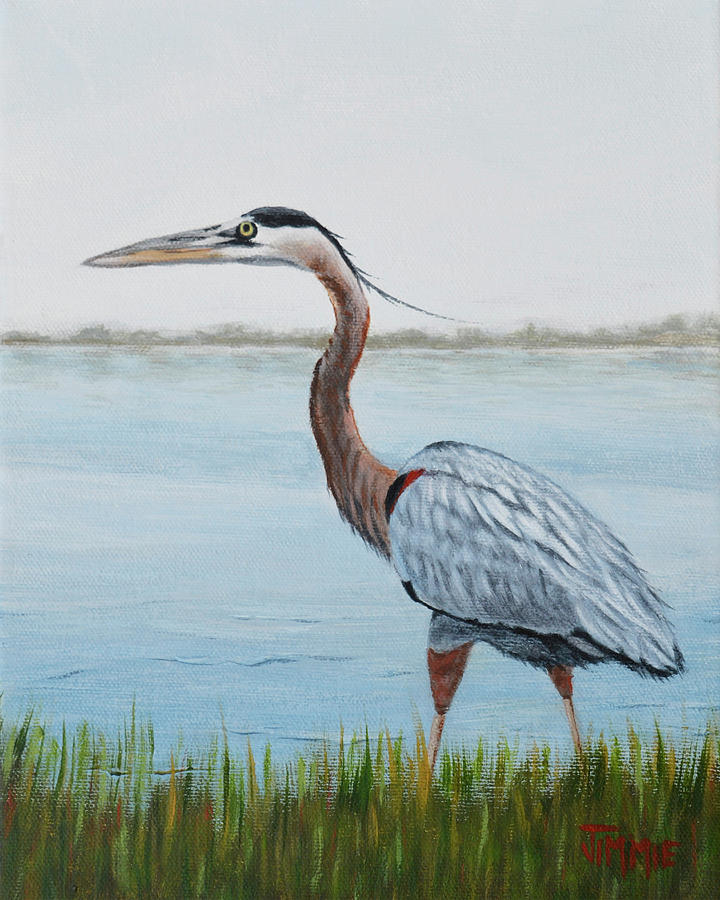 Heron in the Marsh Painting by Jimmie Bartlett