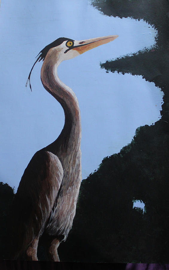 Heron in the trees Painting by April Burton